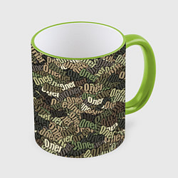 Кружка 3D Именной камуфляж Олег, цвет: 3D-светло-зеленый кант