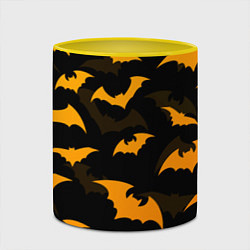 Кружка 3D ЛЕТУЧИЕ МЫШИ НОЧЬ ХЕЛЛОУИН HALLOWEEN NIGHT BATS, цвет: 3D-белый + желтый — фото 2
