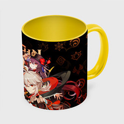Кружка 3D Genshin Impact: Дилюк, Кадзуха, Ёимия, Ху Тао, цвет: 3D-белый + желтый
