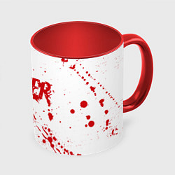 Кружка 3D Dexter logo Декстер брызги крови, цвет: 3D-белый + красный