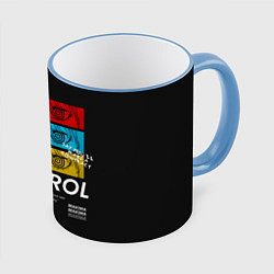 Кружка 3D Макима следит за тобой Человек бензопила, цвет: 3D-небесно-голубой кант