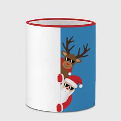 Кружка 3D Крутые Санта и Олень, цвет: 3D-красный кант — фото 2
