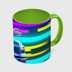 Кружка 3D NISSAN GT-R SKYLINE, цвет: 3D-белый + светло-зеленый