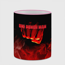 Кружка 3D Кулак One Punch-Man в огне, цвет: 3D-розовый кант — фото 2