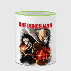 Кружка 3D Сайтама и Генос One Punch-Man, цвет: 3D-светло-зеленый кант — фото 2
