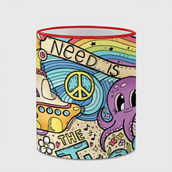 Кружка 3D All you need is The Beatles, цвет: 3D-красный кант — фото 2