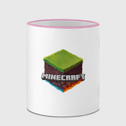 Кружка 3D Minecraft кубик, цвет: 3D-розовый кант — фото 2