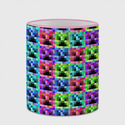 Кружка 3D МАЙНКРАФТ MINECRAFT ЦВЕТНЫЕ КРИПЕРЫ, цвет: 3D-розовый кант — фото 2