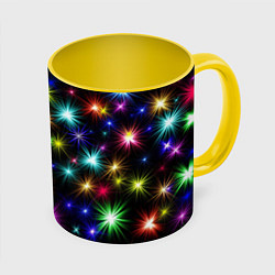Кружка 3D ПРАЗДНИЧНЫЕ ОГОНЬКИ, цвет: 3D-белый + желтый