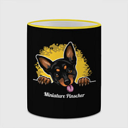 Кружка 3D Пинчер Miniature Pinscher, цвет: 3D-желтый кант — фото 2