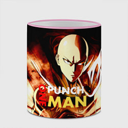 Кружка 3D Огненный Сайтама One Punch-Man, цвет: 3D-розовый кант — фото 2