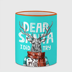 Кружка 3D Олень в свитере с оленями, цвет: 3D-оранжевый кант — фото 2