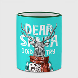 Кружка 3D Олень в свитере с оленями, цвет: 3D-зеленый кант — фото 2