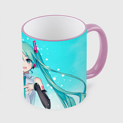 Кружка 3D Hatsune Miku, Мику Хацунэ, цвет: 3D-розовый кант