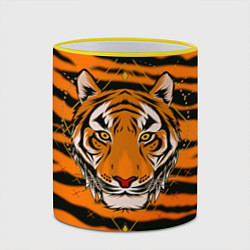 Кружка 3D Тигр настоящий хищник, цвет: 3D-желтый кант — фото 2