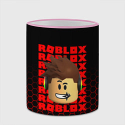Кружка 3D ROBLOX LEGO FACE УЗОР СОТЫ, цвет: 3D-розовый кант — фото 2