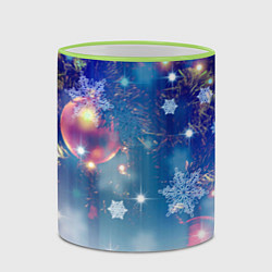 Кружка 3D Игрушки на Елке, цвет: 3D-светло-зеленый кант — фото 2