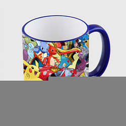 Кружка 3D АНИМЕ, ПОКЕМОНЫ ВСЕ ПЕРСОНАЖИ POKEMON, цвет: 3D-синий кант