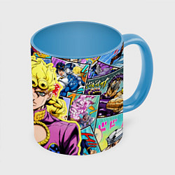 Кружка 3D JoJos Bizarre Adventure - Джорно Джованна, цвет: 3D-белый + небесно-голубой