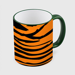Кружка 3D Шкура шерсть тигра, цвет: 3D-зеленый кант