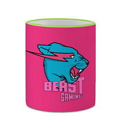 Кружка 3D Mr Beast Gaming Full Print Pink edition, цвет: 3D-светло-зеленый кант — фото 2