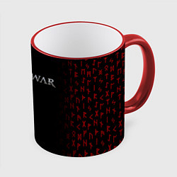 Кружка 3D GOD OF WAR LOGO, РУНЫ, цвет: 3D-красный кант