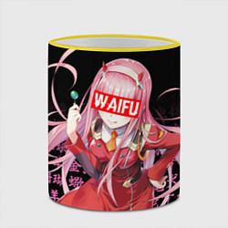 Кружка 3D 02, ZERO TWO, DARLING IN THE FRANXX, цвет: 3D-желтый кант — фото 2