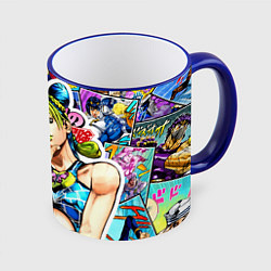 Кружка 3D JoJos Bizarre Adventure - Джолин Кудзё, цвет: 3D-синий кант