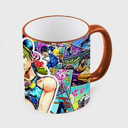 Кружка 3D JoJos Bizarre Adventure - Джолин Кудзё, цвет: 3D-оранжевый кант