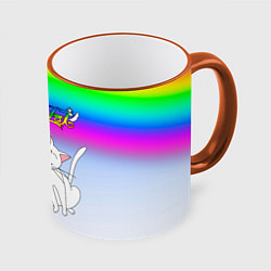 Кружка 3D Луна и Артемис под радугой, цвет: 3D-оранжевый кант