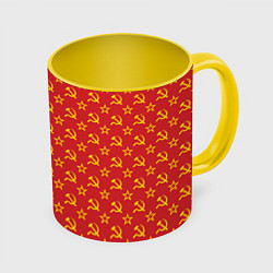 Кружка 3D Серп и Молот СССР, цвет: 3D-белый + желтый