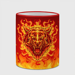 Кружка 3D Огненный тигр в пламени, цвет: 3D-красный кант — фото 2