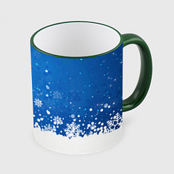 Кружка 3D Снежинки - С Новым Годом, цвет: 3D-зеленый кант