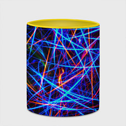 Кружка 3D NEON LINES Glowing Lines Effect, цвет: 3D-белый + желтый — фото 2