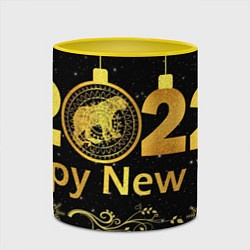 Кружка 3D Happy New Year 2022!, цвет: 3D-белый + желтый — фото 2