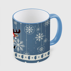 Кружка 3D New Years Deer, цвет: 3D-небесно-голубой кант