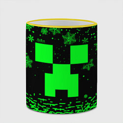 Кружка 3D НОВОГОДНИЙ КРИПЕР МАЙНКРАФТ ЗЕЛЁНЫЙ, цвет: 3D-желтый кант — фото 2
