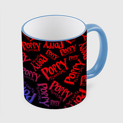 Кружка 3D POPPY PLAYTIME LOGO NEON, ХАГИ ВАГИ, цвет: 3D-небесно-голубой кант
