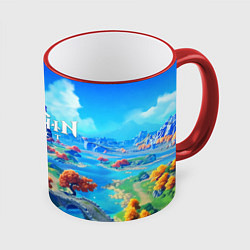 Кружка 3D МИР ГЕНШИН ИМПАКТ WORLD GENSHIN IMPACT, цвет: 3D-красный кант