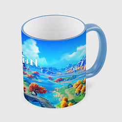 Кружка 3D МИР ГЕНШИН ИМПАКТ WORLD GENSHIN IMPACT, цвет: 3D-небесно-голубой кант