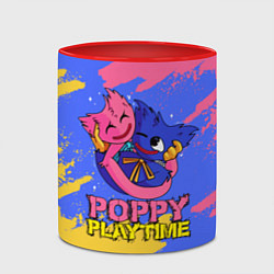 Кружка 3D Huggy Wuggy and Kissy Missy Poppy Playtime, цвет: 3D-белый + красный — фото 2