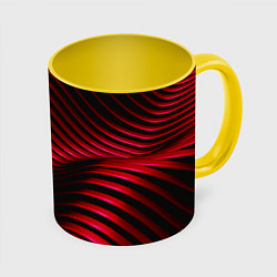 Кружка 3D Волны красного металла, цвет: 3D-белый + желтый