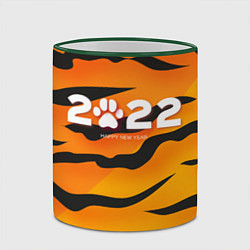 Кружка 3D Новогодний тигр Новый год 2022, цвет: 3D-зеленый кант — фото 2