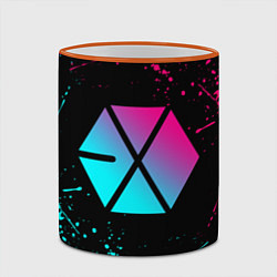 Кружка 3D EXO BAND NEON LOGO НЕОНОВЫЕ БРЫЗГИ КРАСОК, цвет: 3D-оранжевый кант — фото 2