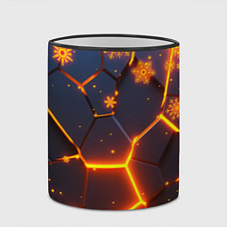 Кружка 3D НОВОГОДНИЕ ОГНЕННЫЕ 3D ПЛИТЫ FIRE NEON HEXAGON, цвет: 3D-черный кант — фото 2