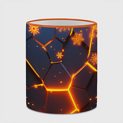Кружка 3D НОВОГОДНИЕ ОГНЕННЫЕ 3D ПЛИТЫ FIRE NEON HEXAGON, цвет: 3D-оранжевый кант — фото 2