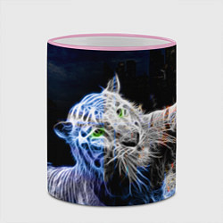 Кружка 3D Неоновый тигр в воде, цвет: 3D-розовый кант — фото 2