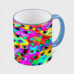 Кружка 3D Психоделические взгляды, цвет: 3D-небесно-голубой кант