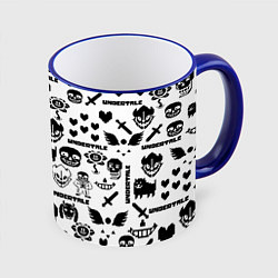 Кружка 3D UNDERTALE WHITE PATTERN, цвет: 3D-синий кант