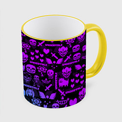 Кружка 3D UNDERTALE NEON PATTERN УЗОР, цвет: 3D-желтый кант